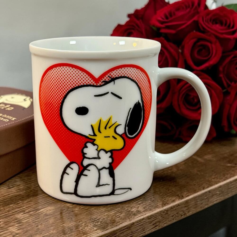 Peanuts Snoopy & Woodstock Ceramic Valentine's Day Mug "Gee, Somebody Cares"